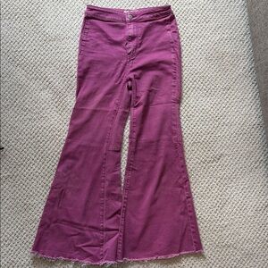 We The Free Pink Denim Bell Bottoms